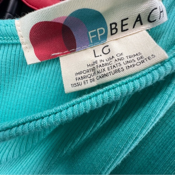 Free People Beach One-Shoulder Cutout Aqua Bodycon Dress medium NWT - Picture 7 of 8